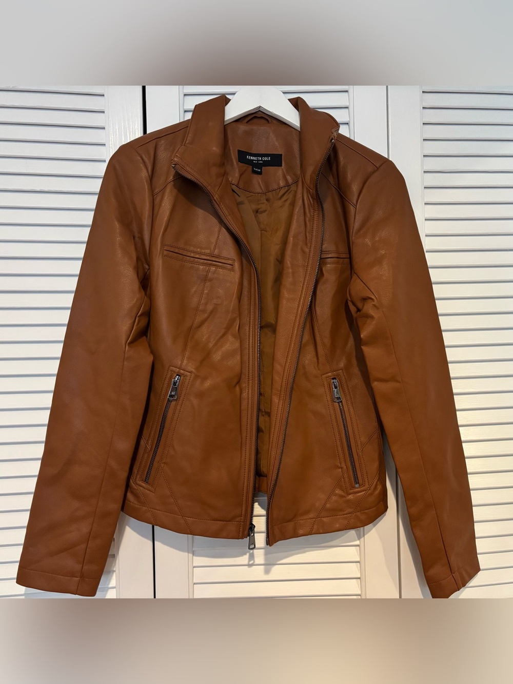 Kenneth Cole New York Brown Pleather Jacket